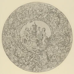 Garden of Love, Within Large Ornamented Circular Frame