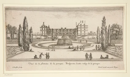 View of Chateau Liencourt: A Courtyard with a Fountain