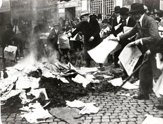 Fascist Team Burning Socialist Newspapers 