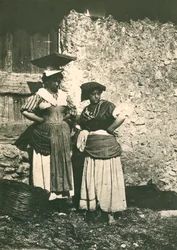 Two Farmers from the Roman Countryside Wearing Traditional Clothes, Italy, ca 1910