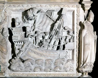 14th century ship. Church of St. Eustorgio in Milan.