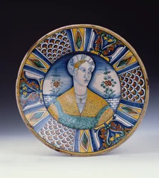 A Deruta large portrait dish, c.1530