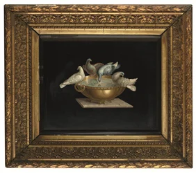 A Roman Micromosaic Plaque Depicting the Doves of Pliny, Late 19th Century
