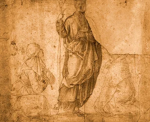 A Saint with Two Kneeling Women
