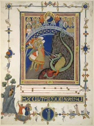 St. Michael and his angels in combat with the dragon and his host