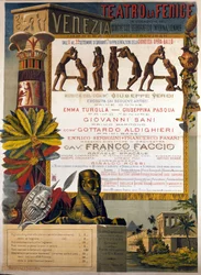 Poster of the presentation of Aida by Giuseppe Verdi at La Fenice in Venice in 1881