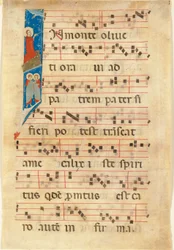 Agony in the Garden, Historiated Initial I on a Leaf from an Illuminated Manuscript Choir Book
