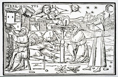 Arabian Astrologers, copy of an illustration from In Somnium Sciopinis by Macrobius, Venice 1513, used in a History of Magic, published late 19th century