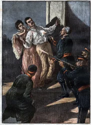 Assassination of the King and Queen of Serbia (King Alexander Obrenovich and Queen Draga Masshin, victims of a Karageorgevich conspiracy) June 1903. “La Tribuna Illustrata” of June 1903.