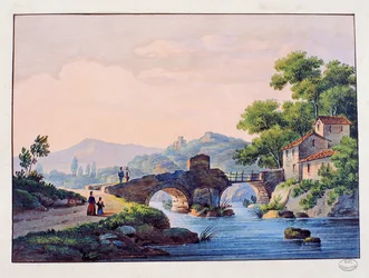Bridge Over a River, Italian Landscape