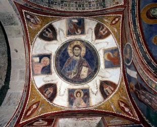 Christ Giving Blessing Surrounded by Symbols of Evangelists