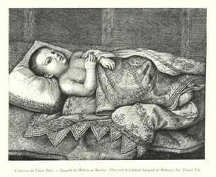Leopold de Medicis in the Cradle, Later Cardinal Leopold de Medicis (engraving)