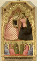 Coronation of the Virgin, altarpiece with a predella panel depicting angels playing musical instruments, Florentine