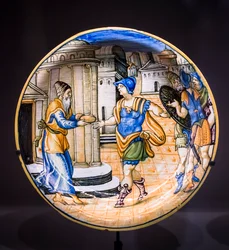 Dish: Melchizedek Offering Bread to Abraham, circa 1530-1540