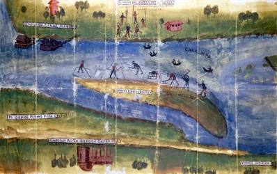 Dispute over the right to harvest ice between the residents of the River Po. 1535. Milan, National Archives.