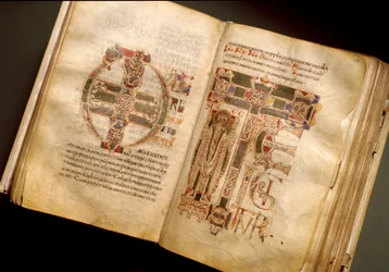 Double page of a liturgical manuscript from the 11th century