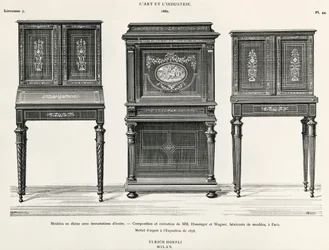 Ebony furniture by Hunsinger and Wagner, Paris, illustration from L