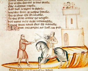 Fight Between a Mounted Soldier and a Soldier on Foot, from Codex Entree d