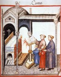 Singing (illustration from Tacuinum Sanitatis Codex Vindobonensis)