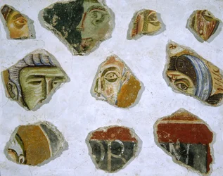 Fragments of a medieval wall painting from the Abbey of Monte Cassino