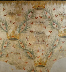 Fresco of floral ornamentation and crowns, formerly in the Casa Vismara in Legnano, XVsec.
