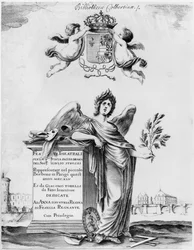 Frontispiece for the Feste Theatrali per la Finta Pazza Performed in 1645 at Theatre Petit Bourbon in Paris