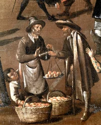 Fruits seller and little thief (detail)