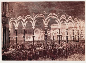 Gas lighting in Cathedral Square in Milan