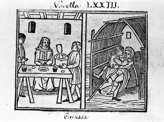 Illustration for the news 73 (New 3 of the eighth day) of the Decameron by Giovanni Boccaccio, Italian writer