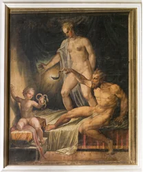Infant Hercules strangling the snakes, from the Yellow Room, Rocca Meli Lupi, Soragna, Parma