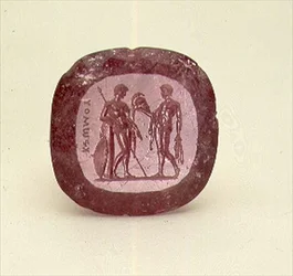Intaglio of warrior and armour bearer, c.1800