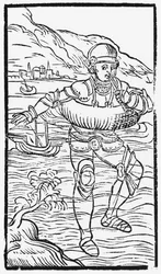 Man with a Life Ring (illustration from Historia de Gentibus Septentrionalibus by Olaus Magnus, published in Rome, 1555)