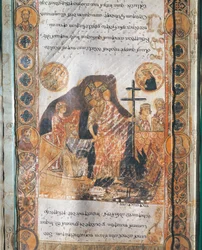 Miniature depicting the Resurrection of Jesus Christ from Exultet I