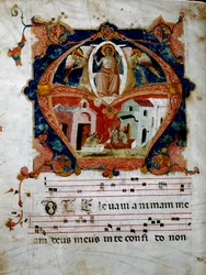 Miniature of Judgement Day from a chorale parchment