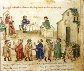Model of behaviour for pilgrims - in "Croniche del Sercambi", circa 1400. State Archives, Lucca.