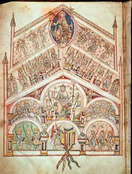 The Celestial City with Christ enthroned, illustration to edition of the original text written by St. Augustine of Hippo (354-430) in 413-426, from the De Civitate Dei