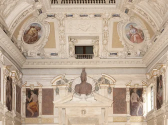 Muses, Seasons, Caryatids and the bust of Minerva or Mars