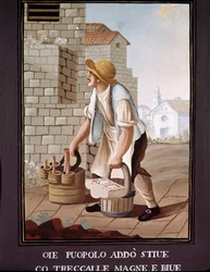 Neapolitan small trades: the travelling seller of food products (grocer). 19th century - Naples, Museo Nazionale di San Martino