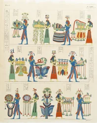 Nile gods and personifications of nomes and cities carrying food offerings