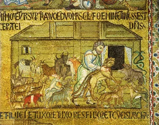 Noah Helps Pairs of Animals Enter the Ark
