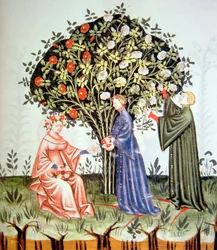 Gathering Roses (illustration from Tacuinum Sanitatis Codex Vindobonensis)