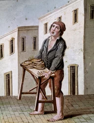 Old Neapolitan trades: a pizza seller - 19th century - Naples, Museo Nazionale di San Martino