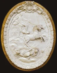 One of a series of four Doccia moulded oval plaques, mid 18th century