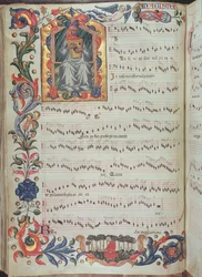 Page of Musical Notation with Historiated Initial, from the Squarcialupi Codex