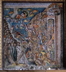 Panel with Mosaic Depicting Crossing of Red Sea, Central Nave, Basilica of Santa Maria Maggiore, Rome, Italy