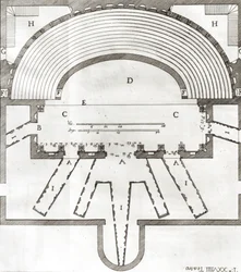 Plan of the Olympic Theatre, Vicenza, designed by Andrea Palladio (1508-80), built in 1580-85