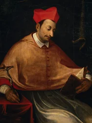 Portrait of St Charles Borromeo, Italian Archbishop and Cardinal, Church of San Carlo, Arona, Piedmont, Italy