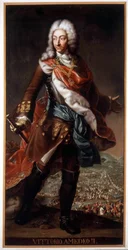 Portrait of Vittorio Amedeo II di Savoia called the Volpe Savoiarda (1666-1732) (Victor Amedee II or Victor-Amedee), Duke of Savoy and King of Sicily then of Sardinia. Painting preserved at Castle A. Racconigi