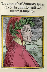 Portrait of the Italian poet Dante Alighieri (1265-1321). Engraving. Frontispiece of 