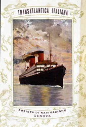 Poster representing an Italian Transatlantic from the Societe de Navogation de Genes